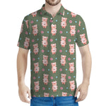 Vintage Pink Pig Pattern Print Men's Polo Shirt