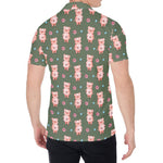 Vintage Pink Pig Pattern Print Men's Shirt