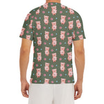 Vintage Pink Pig Pattern Print Men's Short Sleeve Rash Guard