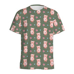 Vintage Pink Pig Pattern Print Men's Sports T-Shirt
