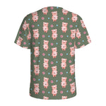 Vintage Pink Pig Pattern Print Men's Sports T-Shirt