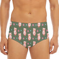 Vintage Pink Pig Pattern Print Men's Triangle Swim Briefs