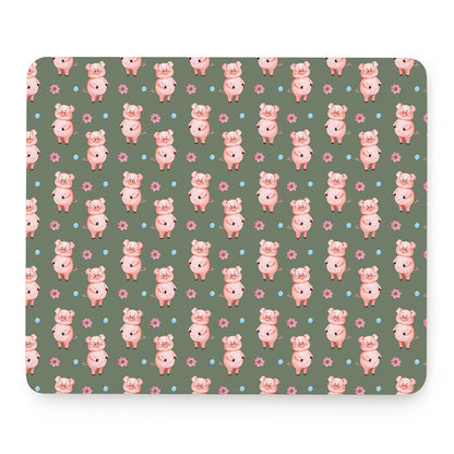Vintage Pink Pig Pattern Print Mouse Pad