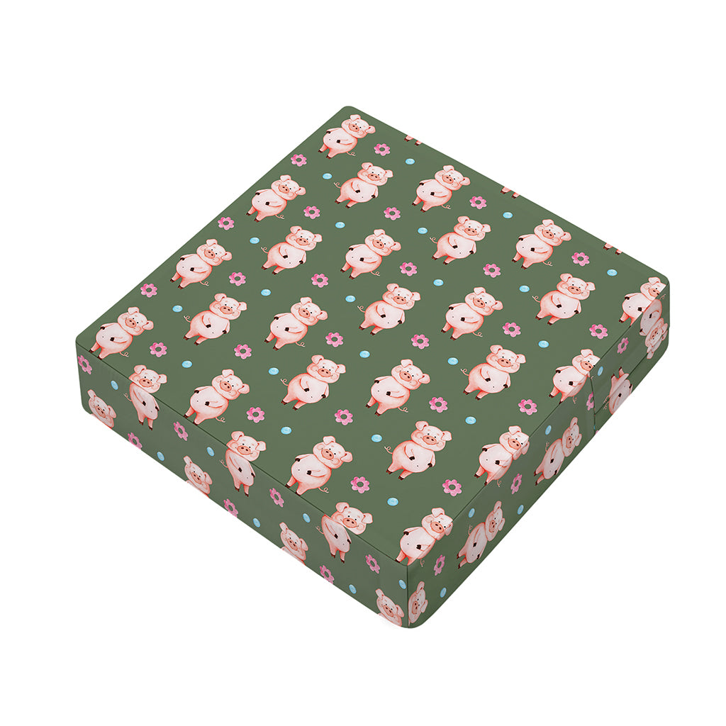 Vintage Pink Pig Pattern Print Outdoor Seat Cushion Cover