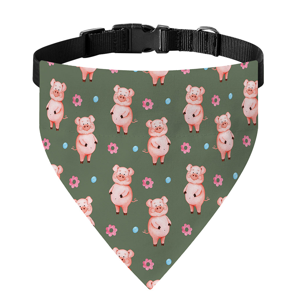 Vintage Pink Pig Pattern Print Over The Collar Dog Bandana