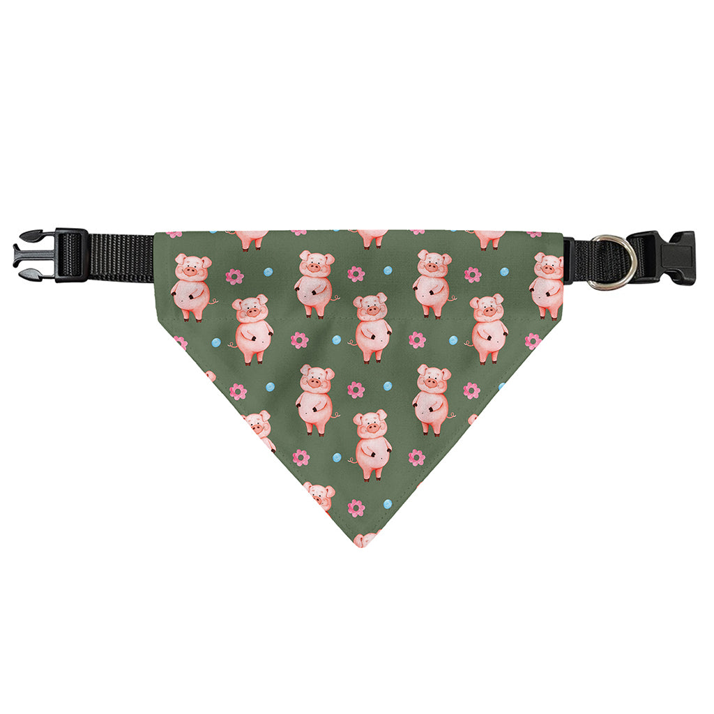 Vintage Pink Pig Pattern Print Over The Collar Dog Bandana