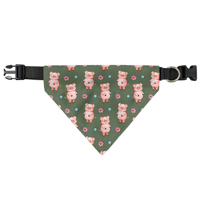 Vintage Pink Pig Pattern Print Over The Collar Dog Bandana