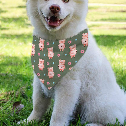 Vintage Pink Pig Pattern Print Over The Collar Dog Bandana