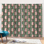 Vintage Pink Pig Pattern Print Pencil Pleat Curtains