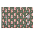 Vintage Pink Pig Pattern Print Placemat