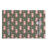 Vintage Pink Pig Pattern Print Placemat