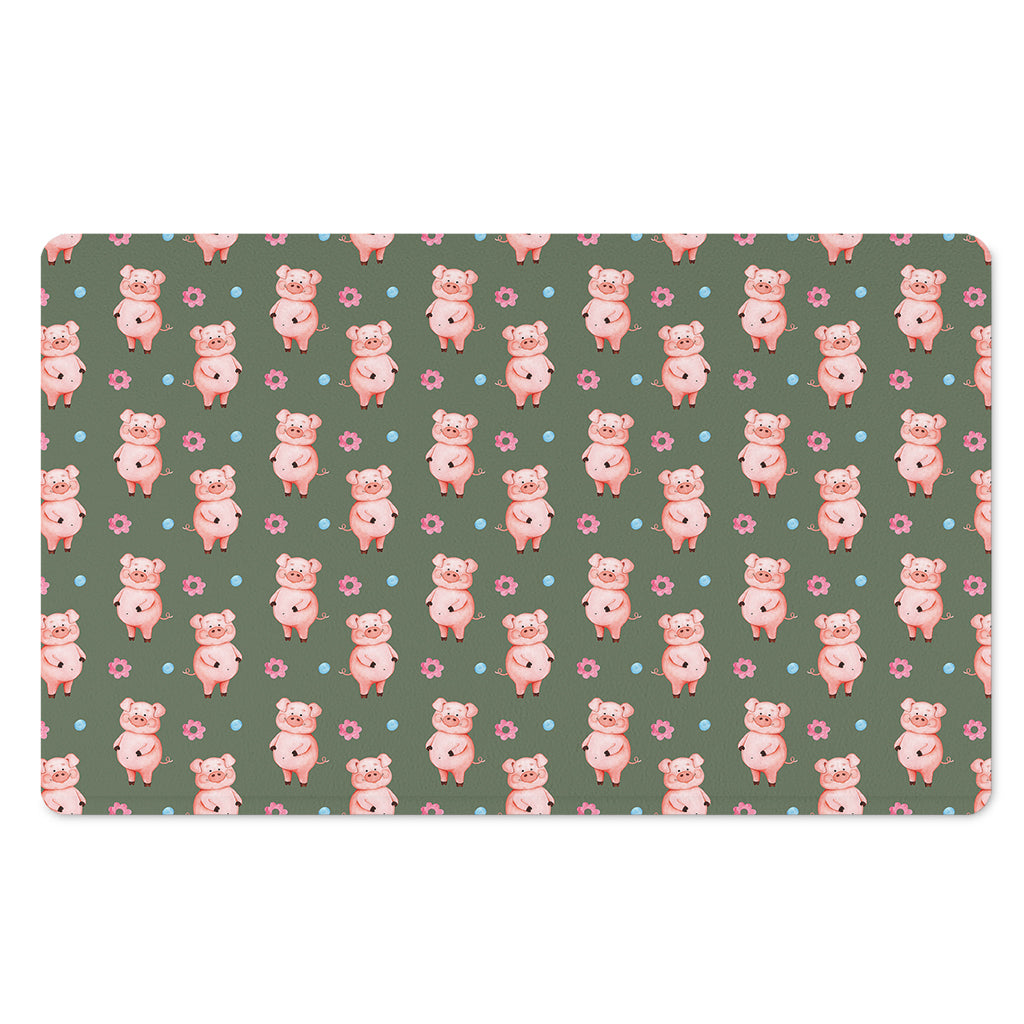 Vintage Pink Pig Pattern Print Polyester Doormat