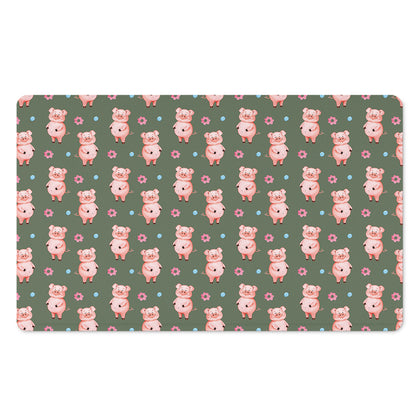 Vintage Pink Pig Pattern Print Polyester Doormat