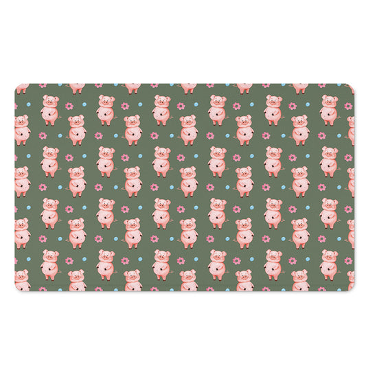 Vintage Pink Pig Pattern Print Polyester Doormat