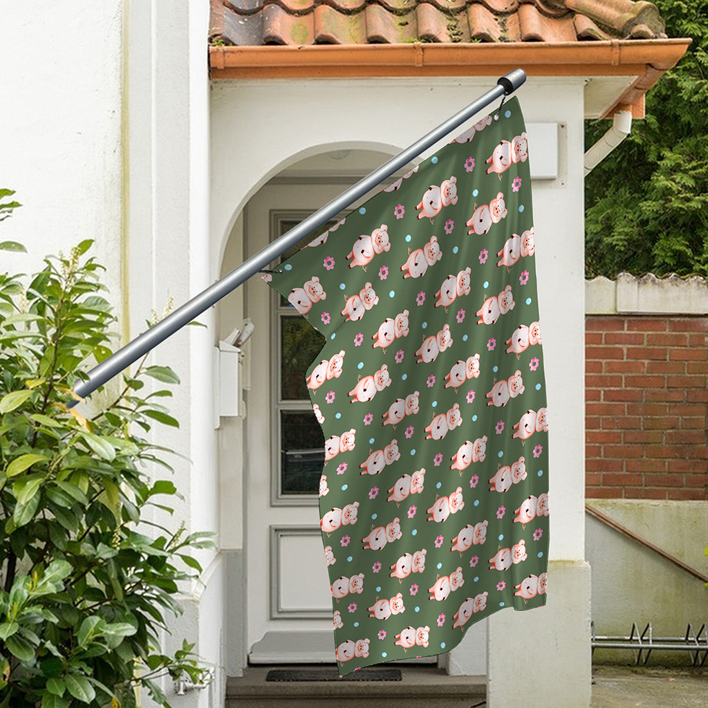 Vintage Pink Pig Pattern Print Polyester Flag