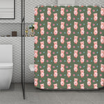 Vintage Pink Pig Pattern Print Polyester Shower Curtain