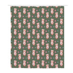 Vintage Pink Pig Pattern Print Polyester Shower Curtain