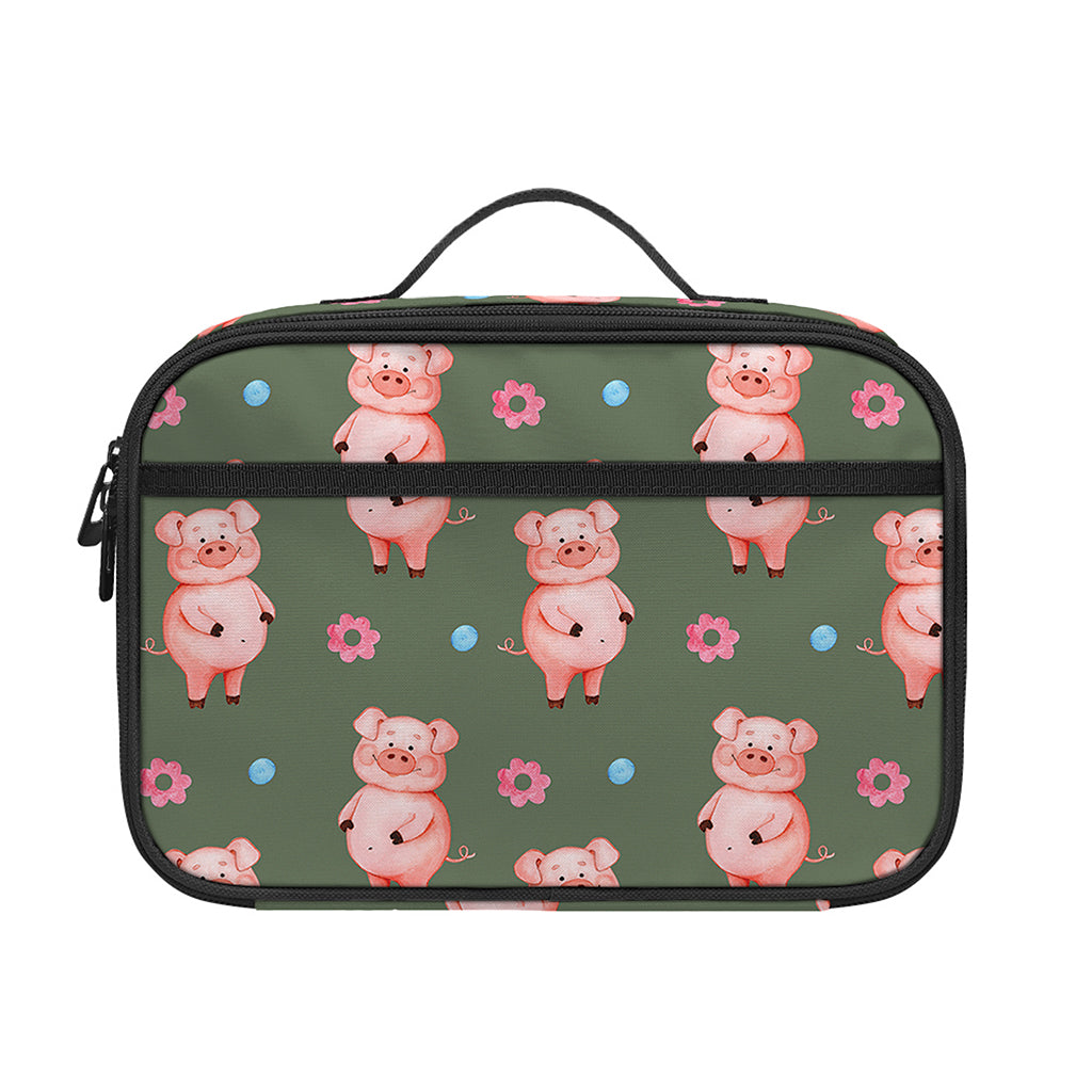 Vintage Pink Pig Pattern Print Portable Lunch Bag