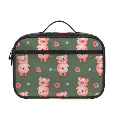 Vintage Pink Pig Pattern Print Portable Lunch Bag