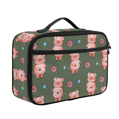 Vintage Pink Pig Pattern Print Portable Lunch Bag