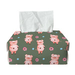 Vintage Pink Pig Pattern Print Rectangle Tissue Box Cover