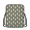 Vintage Pink Pig Pattern Print Rectangular Crossbody Bag