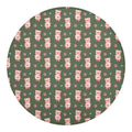 Vintage Pink Pig Pattern Print Round Blanket