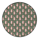 Vintage Pink Pig Pattern Print Round Floor Mat