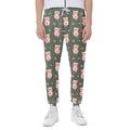 Vintage Pink Pig Pattern Print Joggers