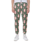 Vintage Pink Pig Pattern Print Scuba Joggers