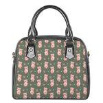 Vintage Pink Pig Pattern Print Shoulder Handbag