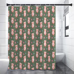Vintage Pink Pig Pattern Print Shower Curtain