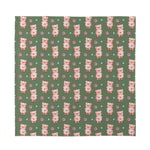 Vintage Pink Pig Pattern Print Silk Bandana