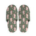 Vintage Pink Pig Pattern Print Slippers