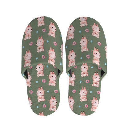 Vintage Pink Pig Pattern Print Slippers