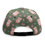 Vintage Pink Pig Pattern Print Snapback Cap