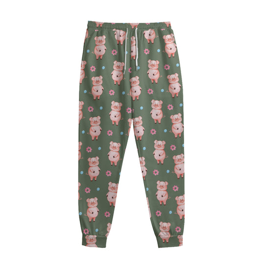 Vintage Pink Pig Pattern Print Sweatpants