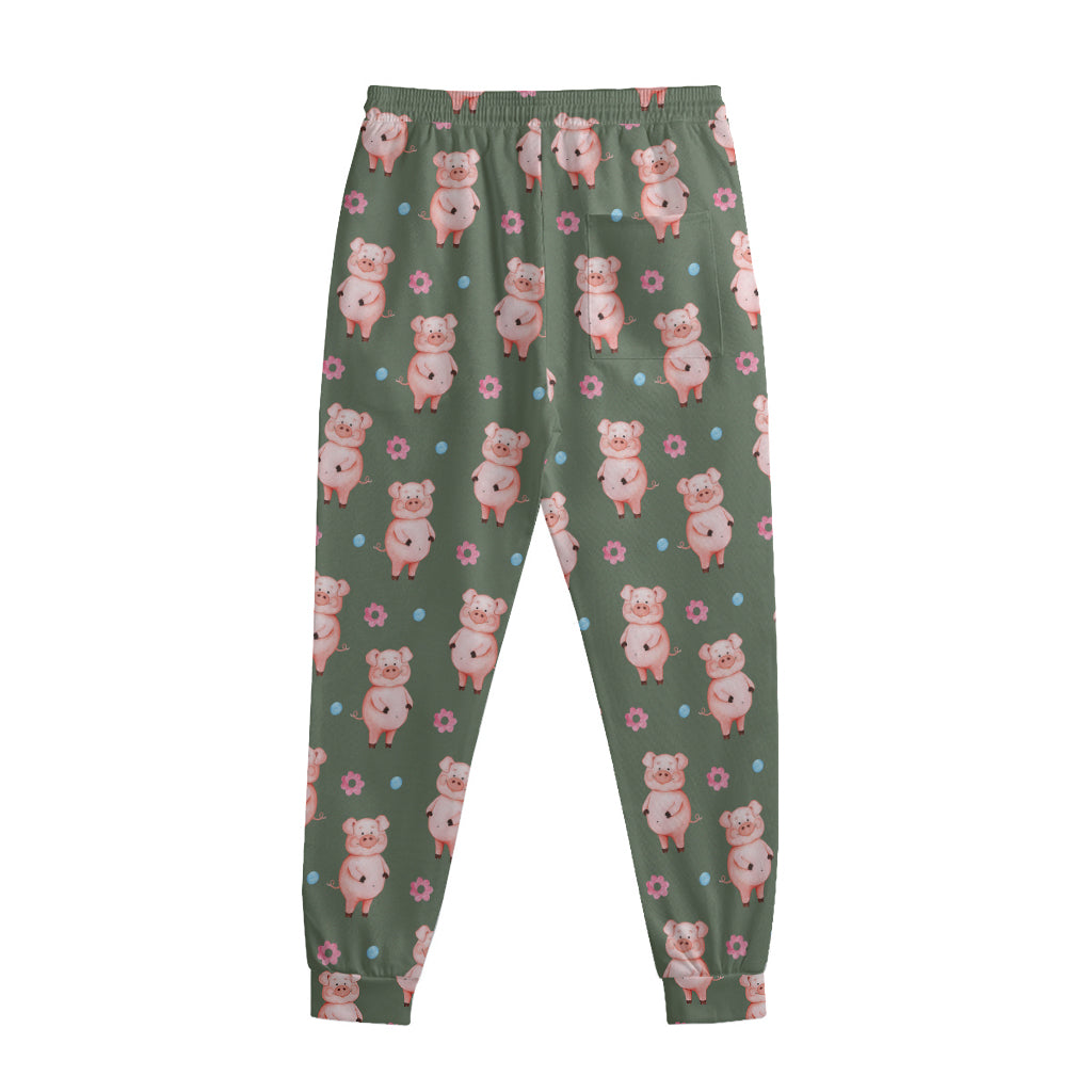 Vintage Pink Pig Pattern Print Sweatpants