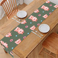 Vintage Pink Pig Pattern Print Table Runner