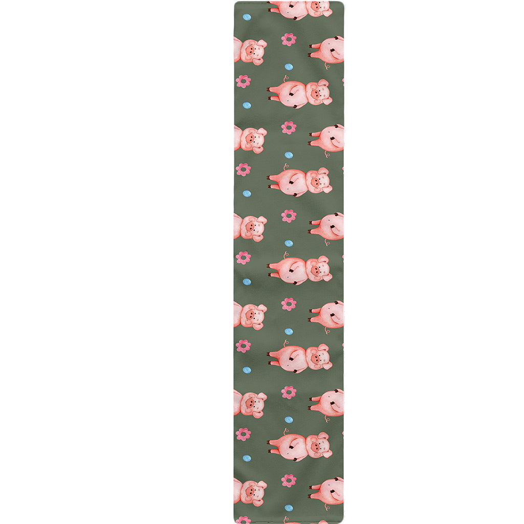 Vintage Pink Pig Pattern Print Table Runner