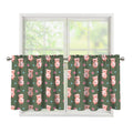 Vintage Pink Pig Pattern Print Tier Curtains