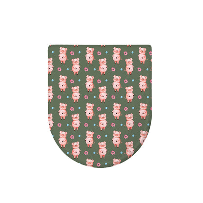 Vintage Pink Pig Pattern Print Toilet Lid Cover