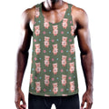 Vintage Pink Pig Pattern Print Men's Workout Tank Top