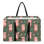 Vintage Pink Pig Pattern Print Utility Tote Bag