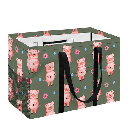 Vintage Pink Pig Pattern Print Utility Tote Bag