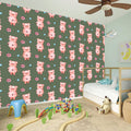 Vintage Pink Pig Pattern Print Wall Sticker