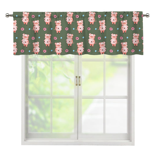 Vintage Pink Pig Pattern Print Window Valance