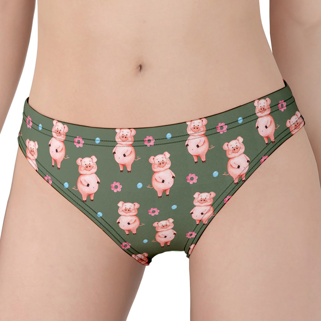 Vintage Pink Pig Pattern Print Women's Panties