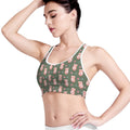 Vintage Pink Pig Pattern Print Women's Sports Bra