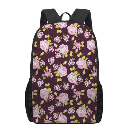 Vintage Pink Rose Floral Pattern Print 17 Inch Backpack